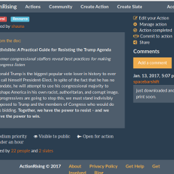 Screenshot of the ActionRising website